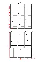 K-59 üçlü kitaplık ölçü şeması: 180x208 cm, derinlik 30 cm; kapaklı bölüm 75 cm, raflı bölüm 133 cm.