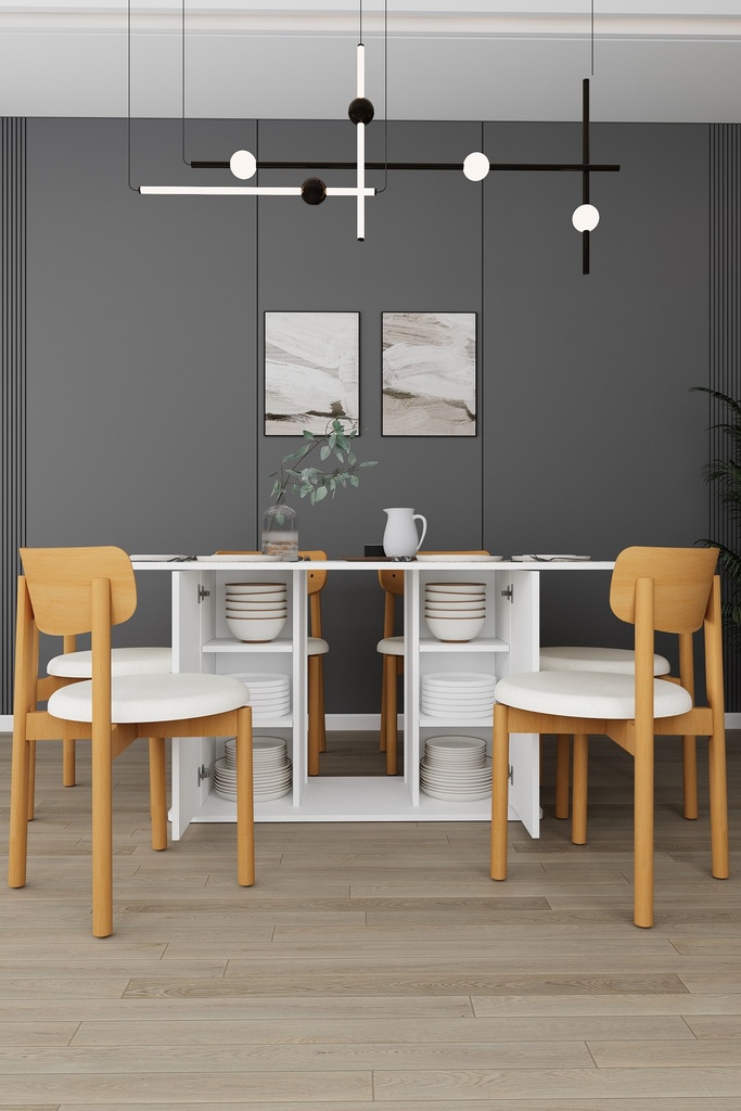 Yemek Odası Takımı TV Üniteli ve Konsollu 160x90 Masa 6 Sandalye - YT-01