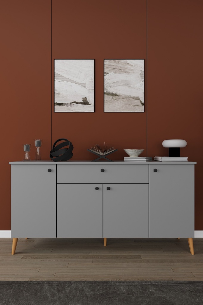 Yemek Odası Takımı TV Üniteli ve Konsollu 160x90 Masa 6 Sandalye - YT-01