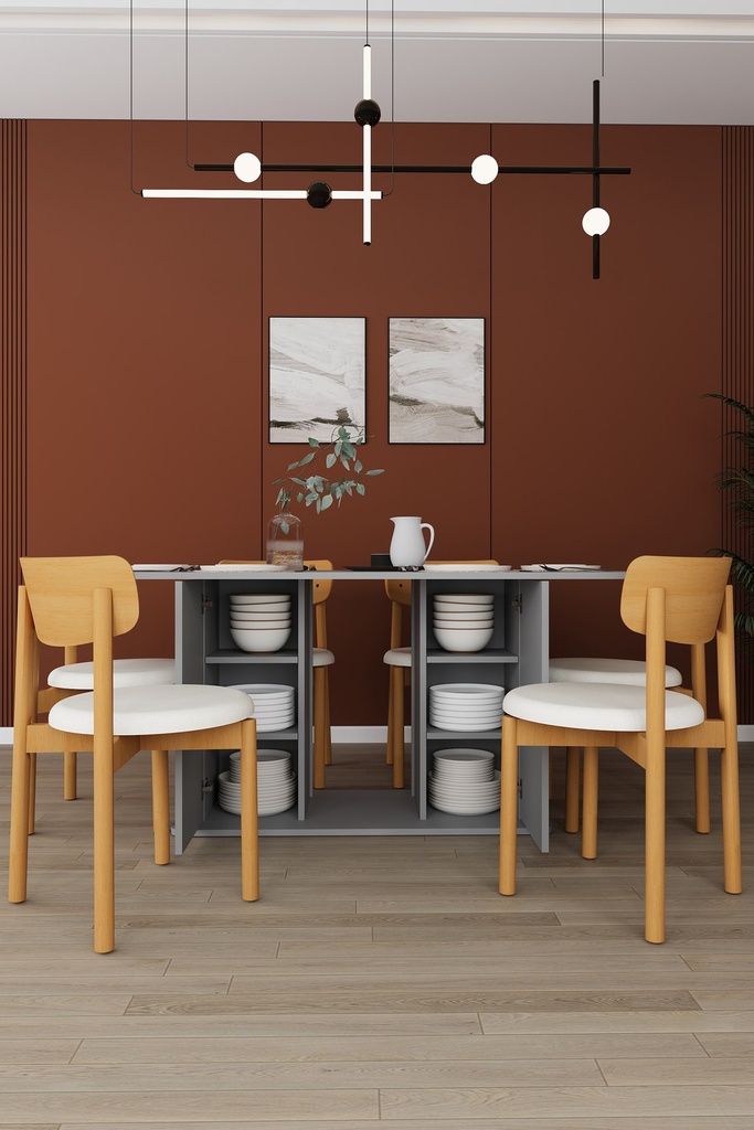 Yemek Odası Takımı TV Üniteli ve Konsollu 160x90 Masa 6 Sandalye - YT-01