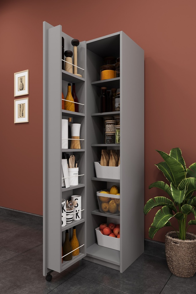 Lüks Çok Amaçlı Kiler Dolabı %100 MDF Erzak Organizer Mutfak Dolabı MK19