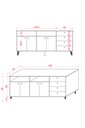 YT-02 ölçü şeması 2: konsol 180x45x80 cm, 4 kapak, 2 açık niş ve 4 çekmece.