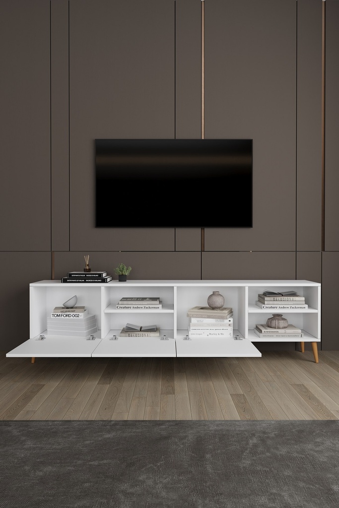 Yemek Odası Takımı TV Üniteli ve Konsollu 200x90 Oval Masa 8 Sandalye - YT-02