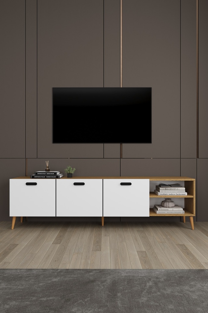 Yemek Odası Takımı TV Üniteli ve Konsollu 200x90 Oval Masa 8 Sandalye - YT-02