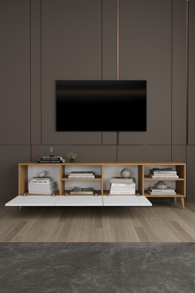 Yemek Odası Takımı TV Üniteli ve Konsollu 200x90 Oval Masa 8 Sandalye - YT-02