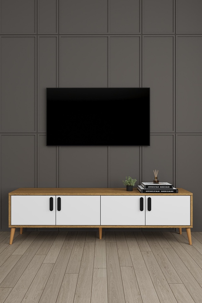 Yemek Odası Takımı TV Üniteli ve Konsollu 90 cm Yuvarlak Masa 4 Sandalye - YT-03