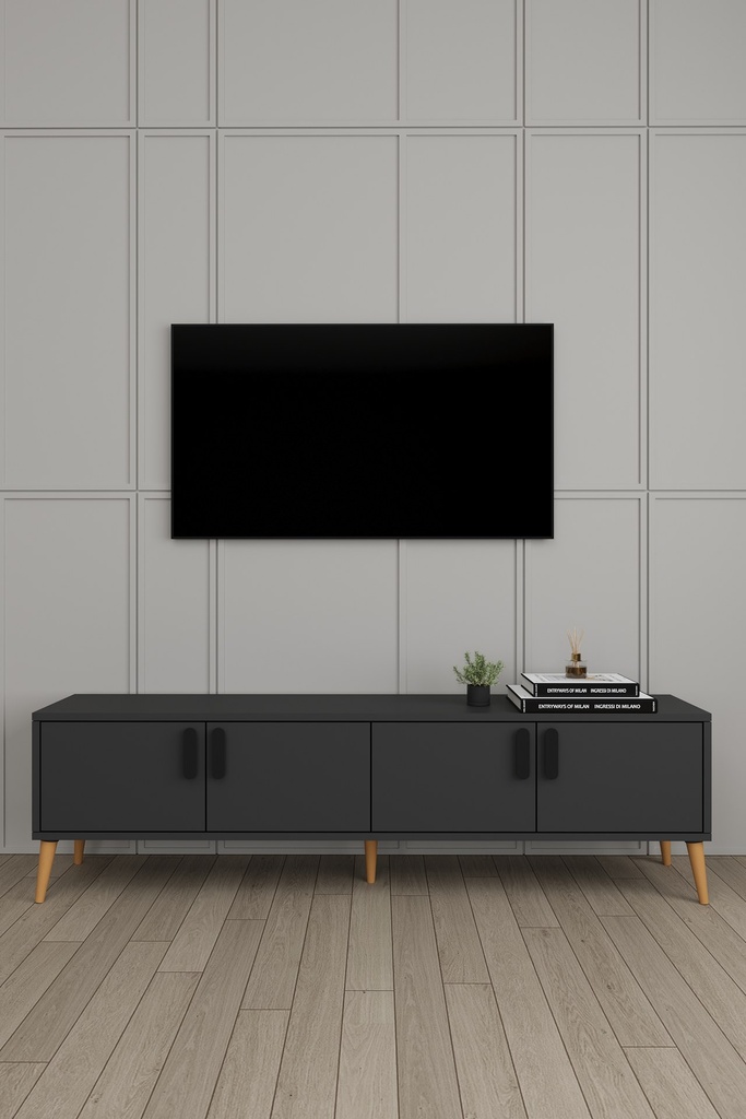 Yemek Odası Takımı TV Üniteli ve Konsollu 90 cm Yuvarlak Masa 4 Sandalye - YT-03