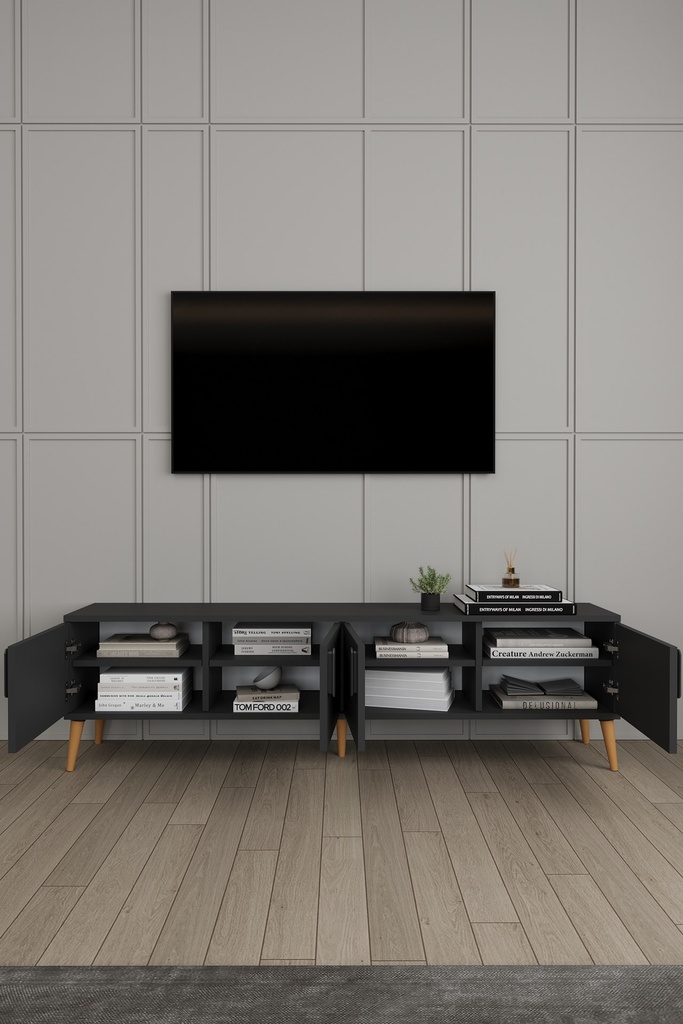 Yemek Odası Takımı TV Üniteli ve Konsollu 90 cm Yuvarlak Masa 4 Sandalye - YT-03