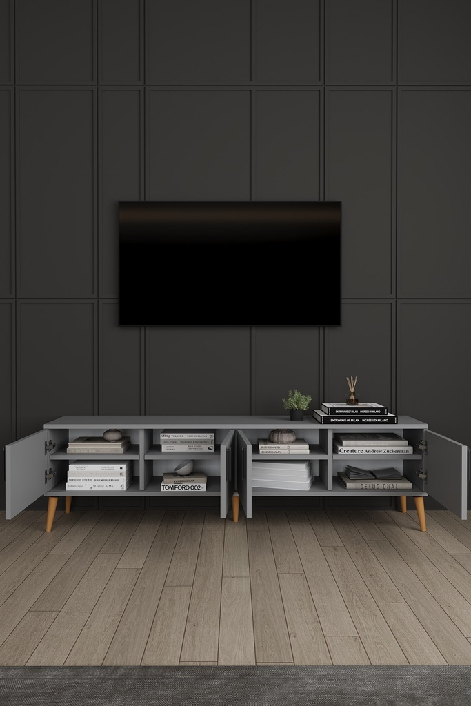 Yemek Odası Takımı TV Üniteli ve Konsollu 90 cm Yuvarlak Masa 4 Sandalye - YT-03
