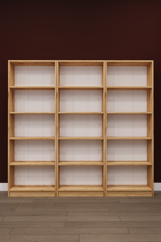 Raflı Kitaplık 180x169 cm Üç Modül Kapaksız Geniş Kitaplık K004