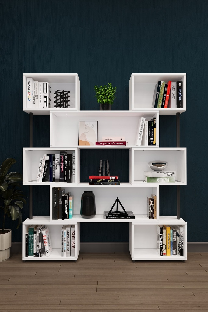 Modüler Kitaplık 150x173 cm Zikzak Asimetrik 6 Kutu - DK-02 