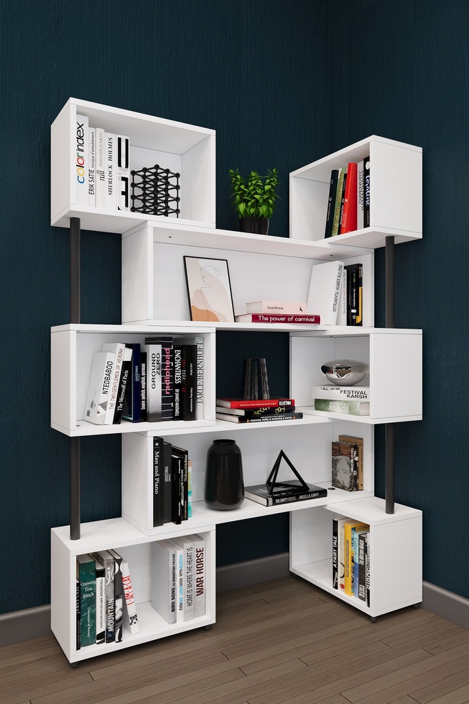 Modüler Kitaplık 150x173 cm Zikzak Asimetrik 6 Kutu - DK-02 