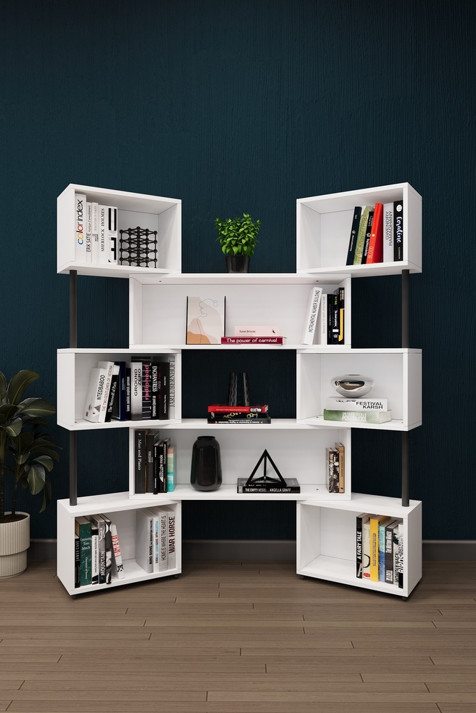 Modüler Kitaplık 150x173 cm Zikzak Asimetrik 6 Kutu - DK-02 