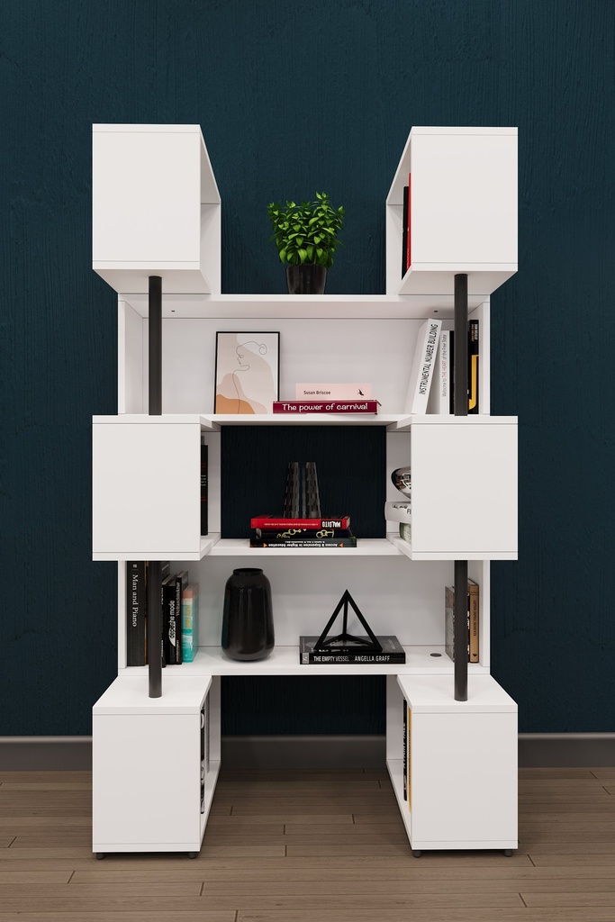 Modüler Kitaplık 150x173 cm Zikzak Asimetrik 6 Kutu - DK-02 