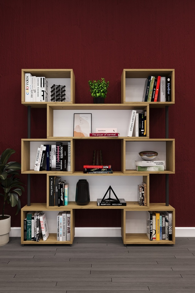 Modüler Kitaplık 150x173 cm Zikzak Asimetrik 6 Kutu - DK-02 