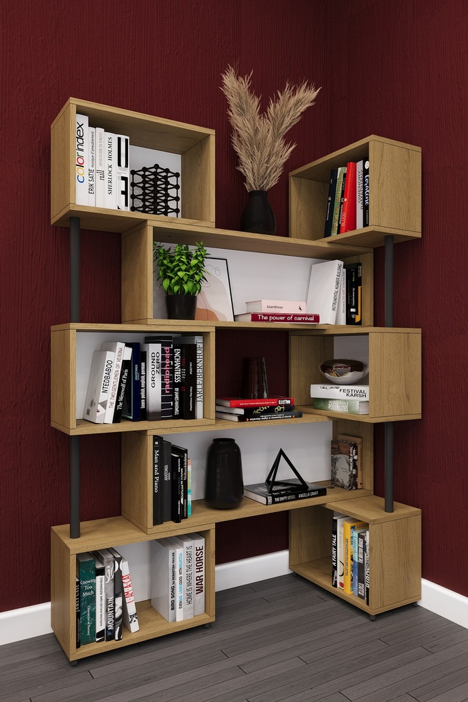 Modüler Kitaplık 150x173 cm Zikzak Asimetrik 6 Kutu - DK-02 