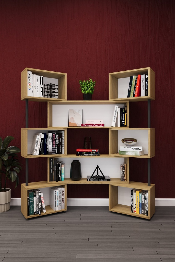 Modüler Kitaplık 150x173 cm Zikzak Asimetrik 6 Kutu - DK-02 