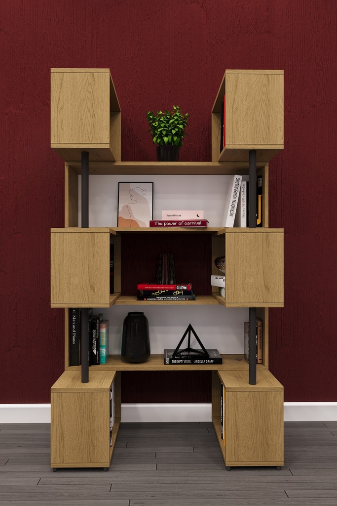 Modüler Kitaplık 150x173 cm Zikzak Asimetrik 6 Kutu - DK-02 