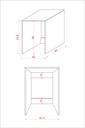 BD-07 makine üstü dolap ölçü şeması: 65 x 91,8 x 60 cm gövde, 61,4 x 90 cm iç açıklık, arkada 15 cm bağlantı kuşakları