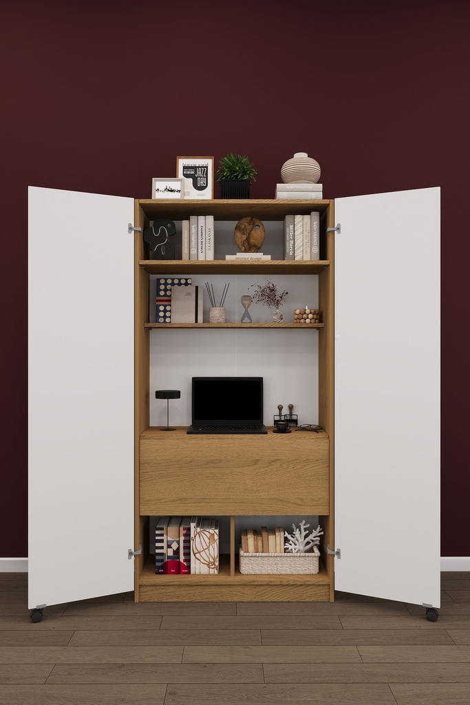 Çalışma Masalı Dolap Katlanır Masalı Kapaklı Raflı 80x180 cm MD-01