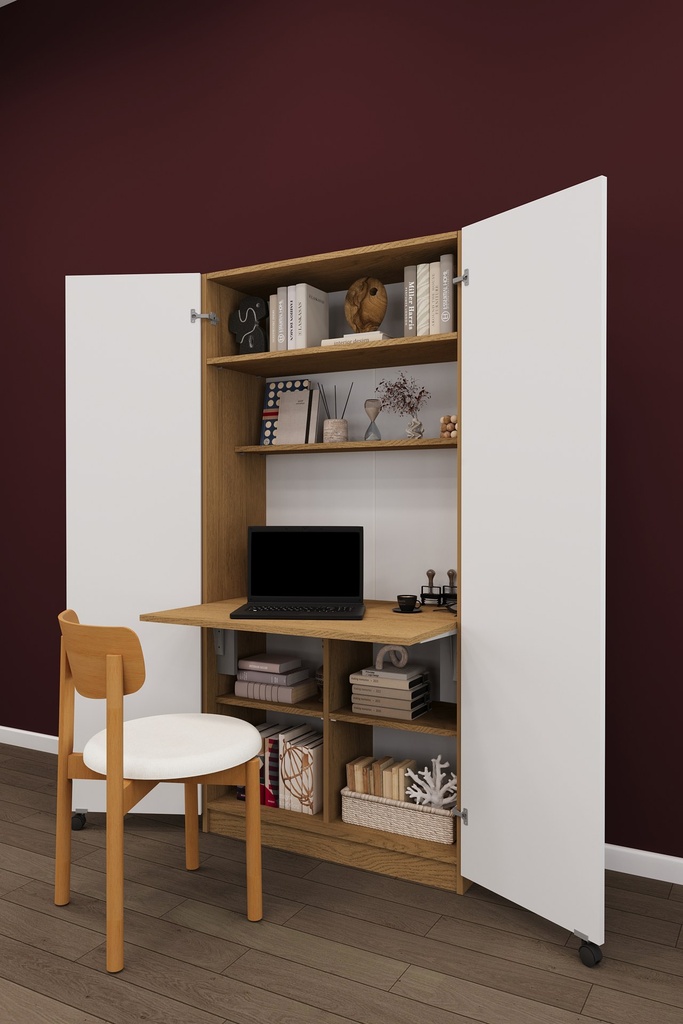 Çalışma Masalı Dolap Katlanır Masalı Kapaklı Raflı 80x180 cm MD-01
