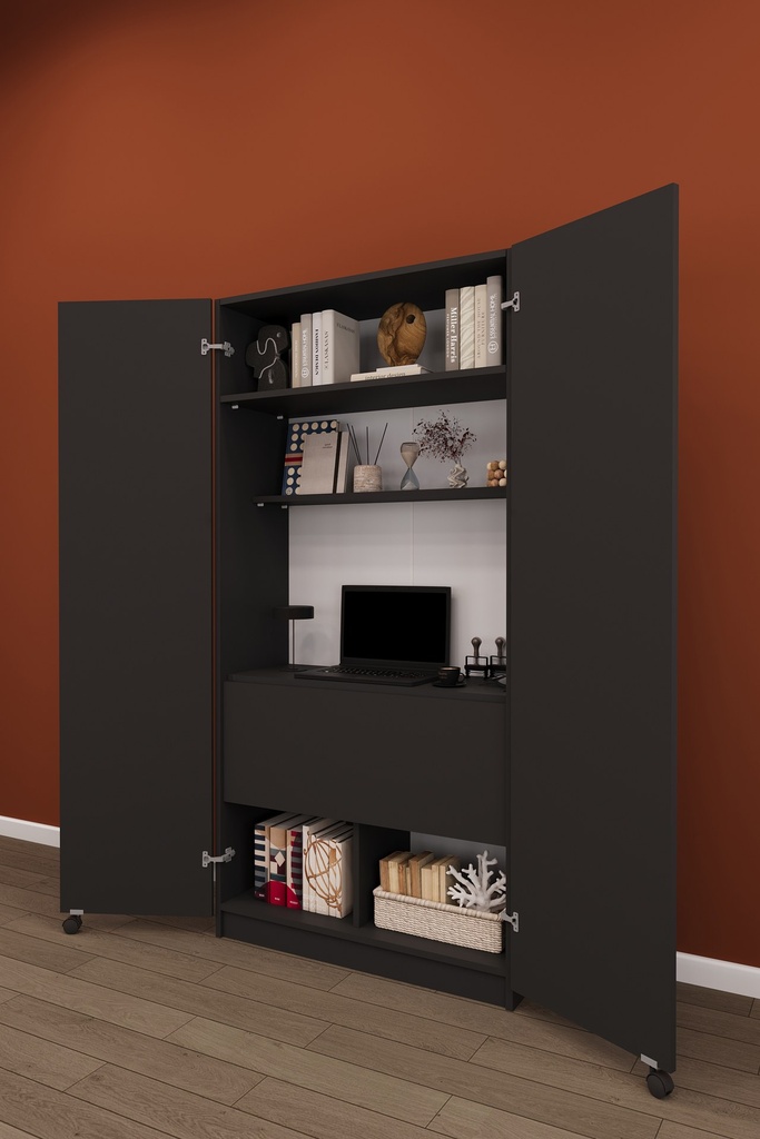 Çalışma Masalı Dolap Katlanır Masalı Kapaklı Raflı 80x180 cm MD-01