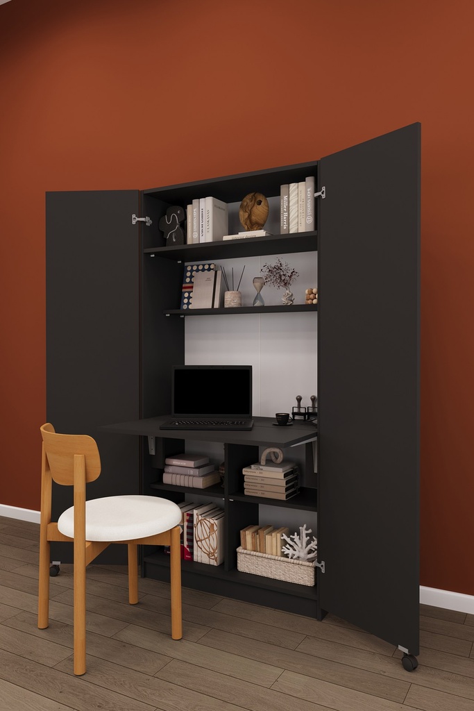 Çalışma Masalı Dolap Katlanır Masalı Kapaklı Raflı 80x180 cm MD-01