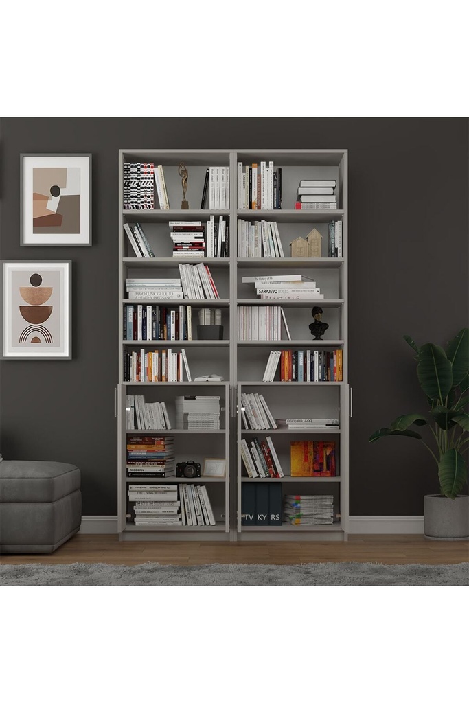 Kül Gri Kapaklı Kitaplık %100 MDFLAM K-41 - Görsel 2