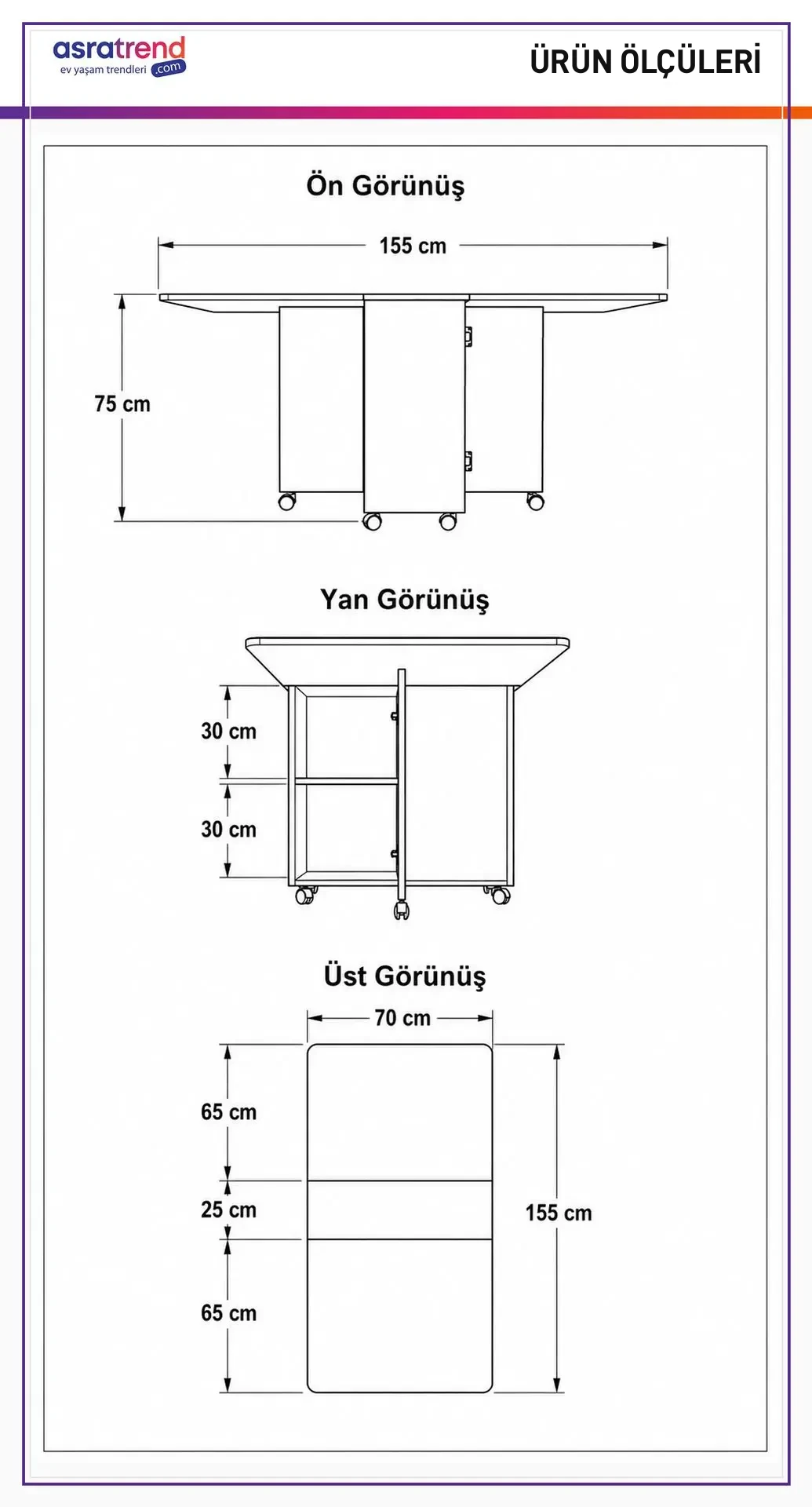 Royal Mermer Katlanır Mutfak Masası %100 MDF KM-15