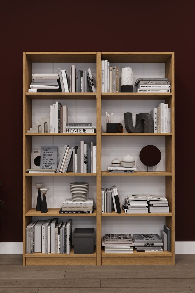 Raflı Kitaplık 169 cm Çift Modül Kapaksız Geniş Kitaplık K003 