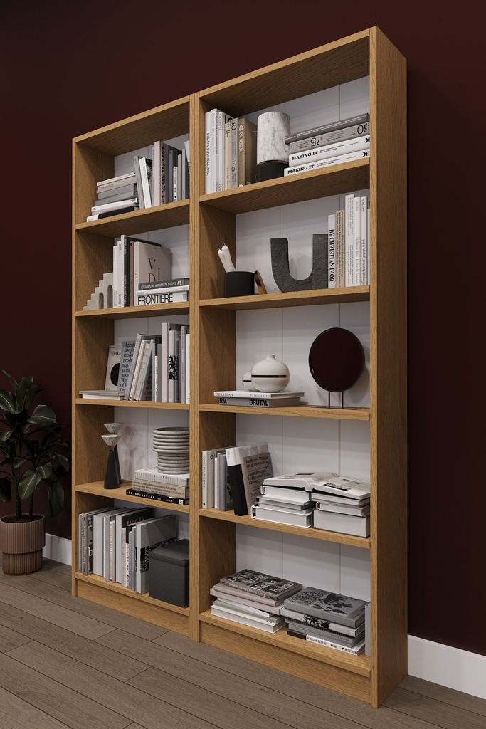 Raflı Kitaplık 169 cm Çift Modül Kapaksız Geniş Kitaplık K003 