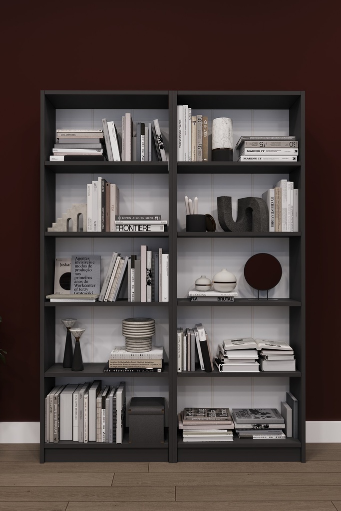 Raflı Kitaplık 169 cm Çift Modül Kapaksız Geniş Kitaplık K003 