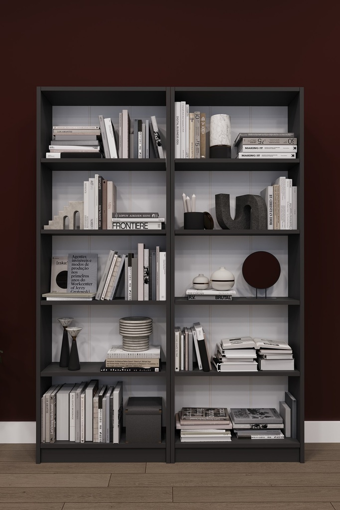 Raflı Kitaplık 169 cm Çift Modül Kapaksız Geniş Kitaplık K003 