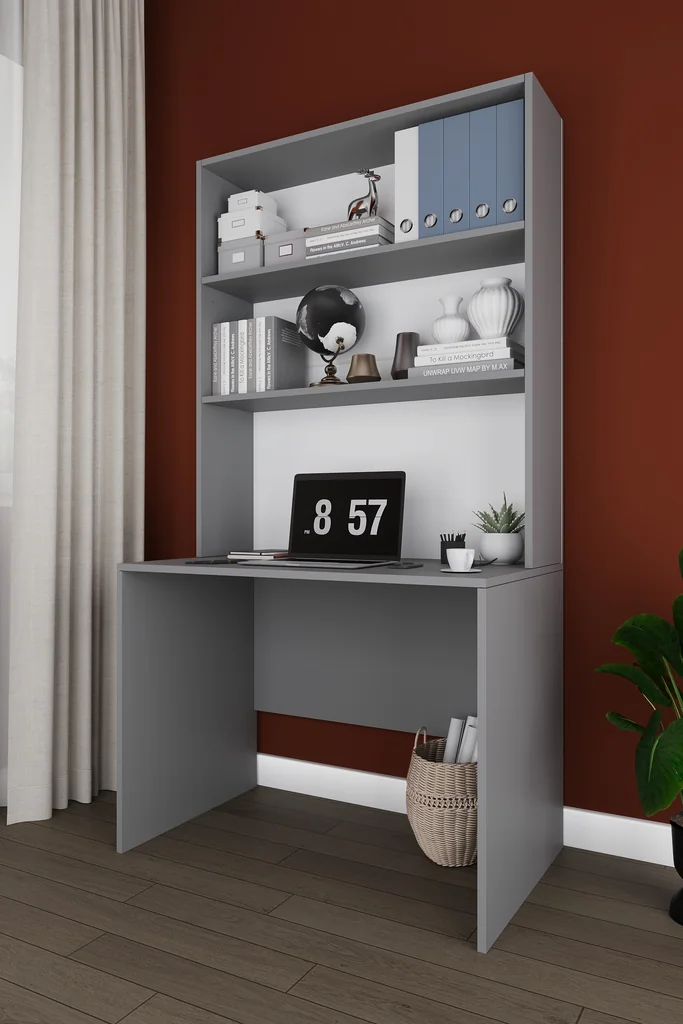 Kitaplıklı Çalışma Masası 100 cm, Raflı Ofis ve Ders Masası - ÇM-03 