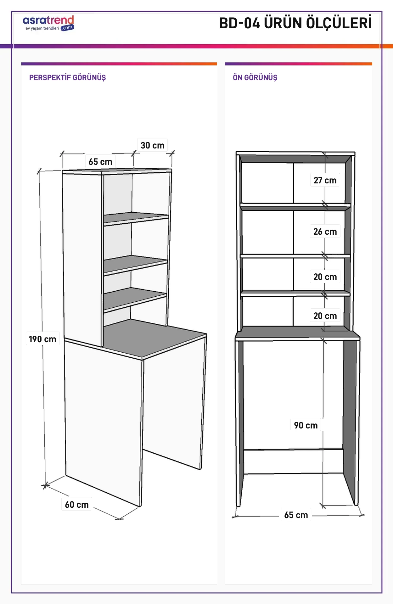 4 Raflı Çamaşır Makinesi Üstü Dolap Akıllı Raf Düzenleyici 65x190 cm - BD-04