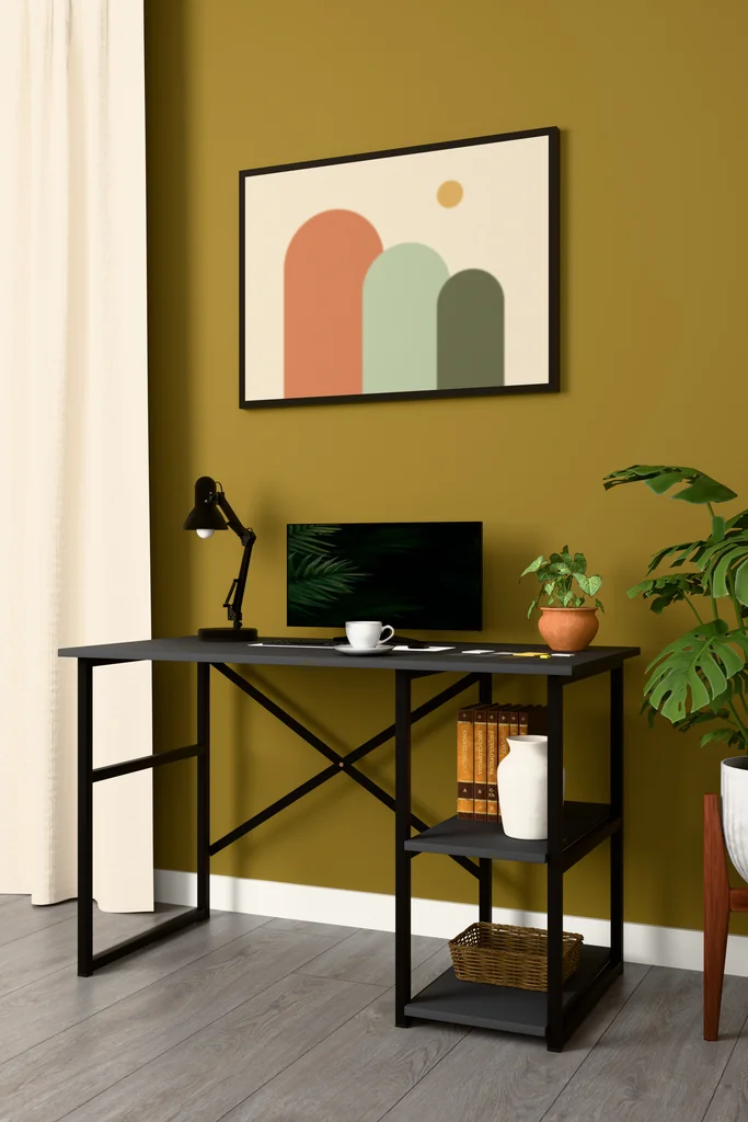 Çalışma Masası Metal Ayaklı Raflı 120x60 cm METALCM01