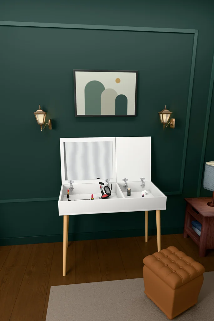 Aynalı Kapaklı Makyaj Masası %100 MDF 100 cm MAM-01