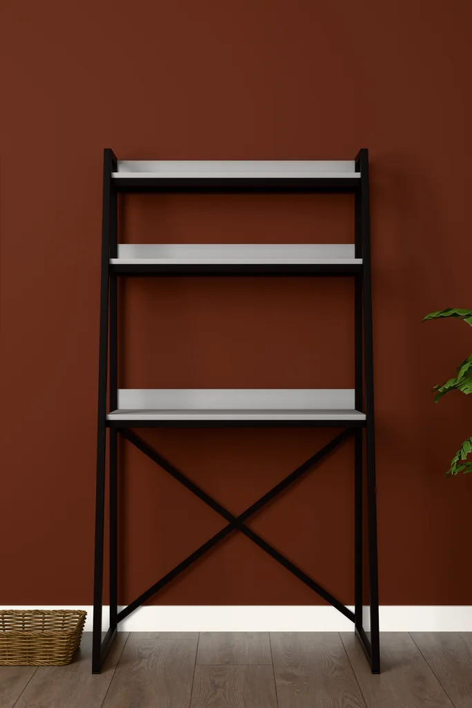 Kitaplıklı Metal Çalışma Masası 90x50 cm Raflı - METALKÇM01