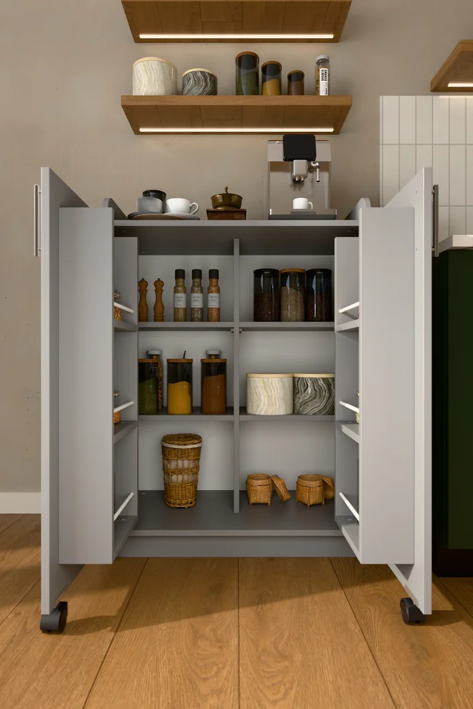 Mutfak Dolabı Kapak İçi Raflı Üst Tablalı 102 cm MDF - MK-08