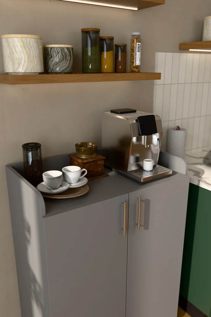Mutfak Dolabı Kapak İçi Raflı Üst Tablalı 102 cm MDF - MK-08