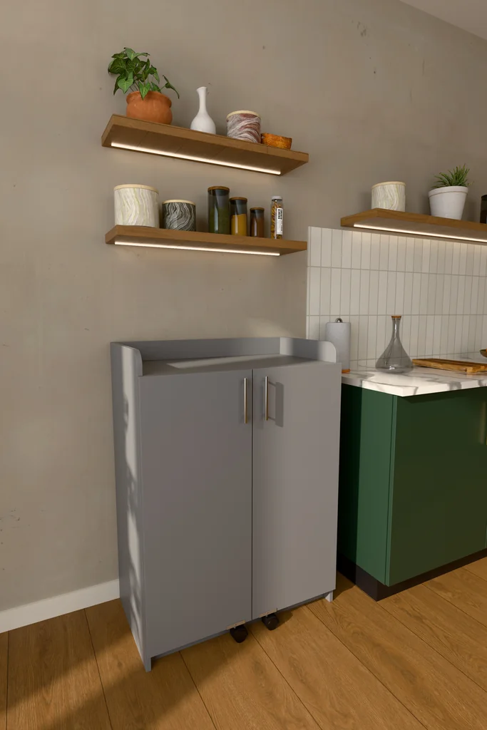 Mutfak Dolabı Kapak İçi Raflı Üst Tablalı 102 cm MDF - MK-08