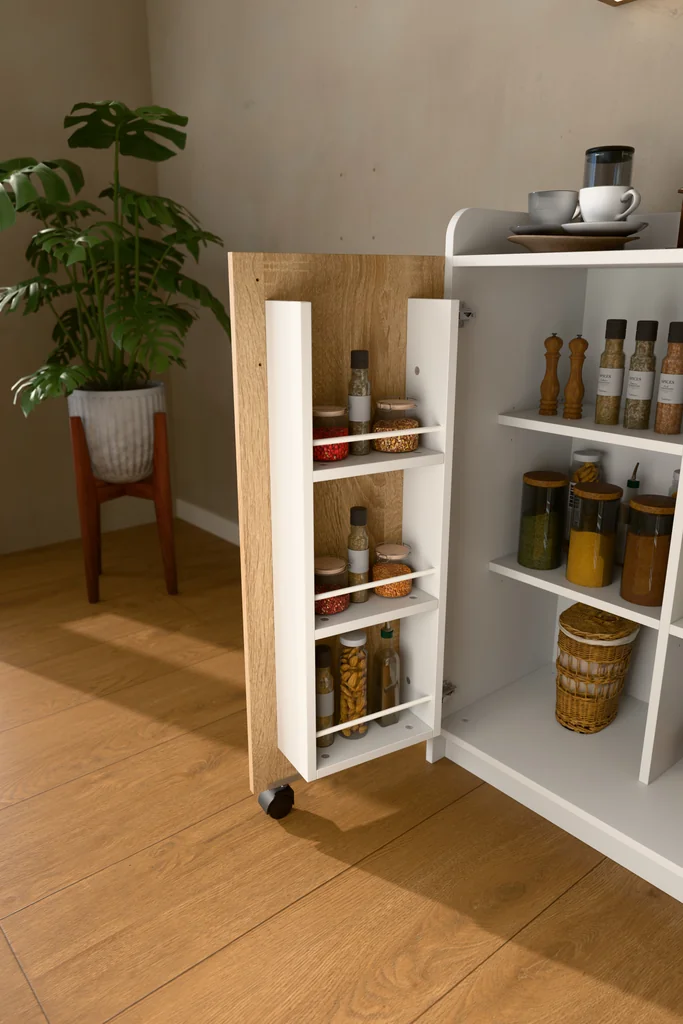 Küçük Mutfak Dolabı Sonoma Kapaklı Kapak İçi Raflı Üst Tablalı 80x102 cm - MK-18