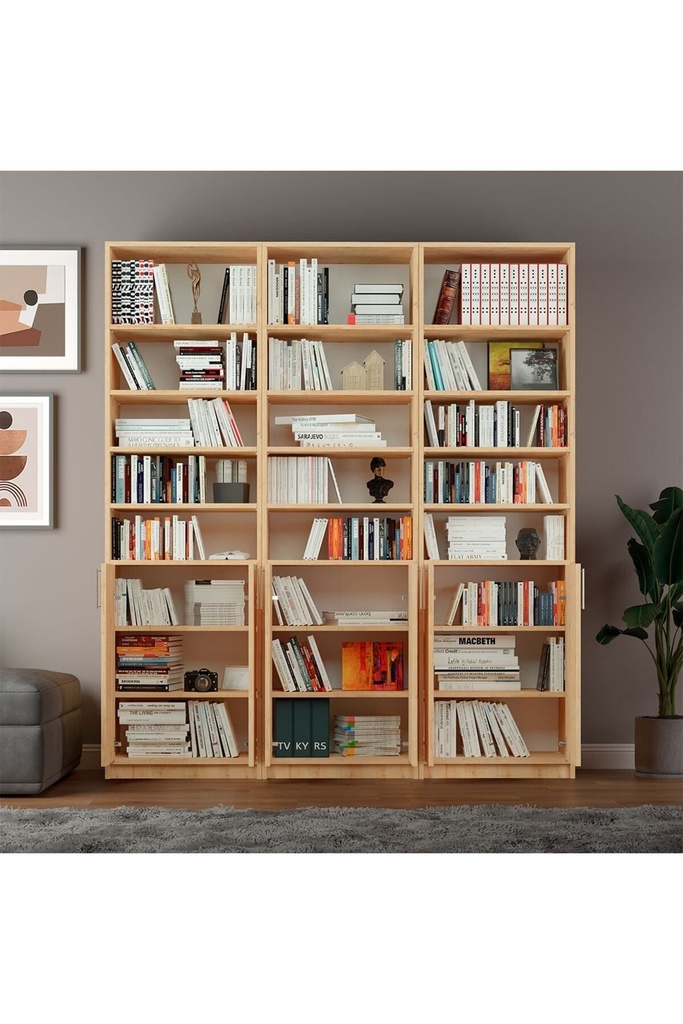 Safir Meşe Kapaklı Üç Modüllü Kitaplık K-51 - Görsel 2