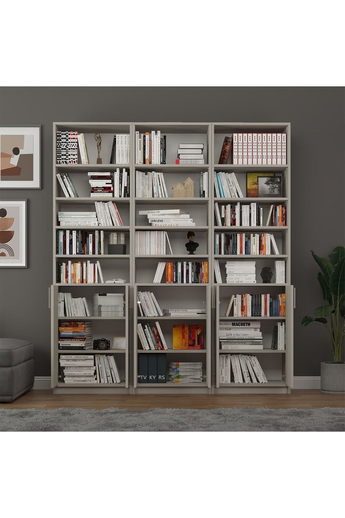Kül Gri Kapaklı Kitaplık %100 MDFLAM K-52 - Görsel 2