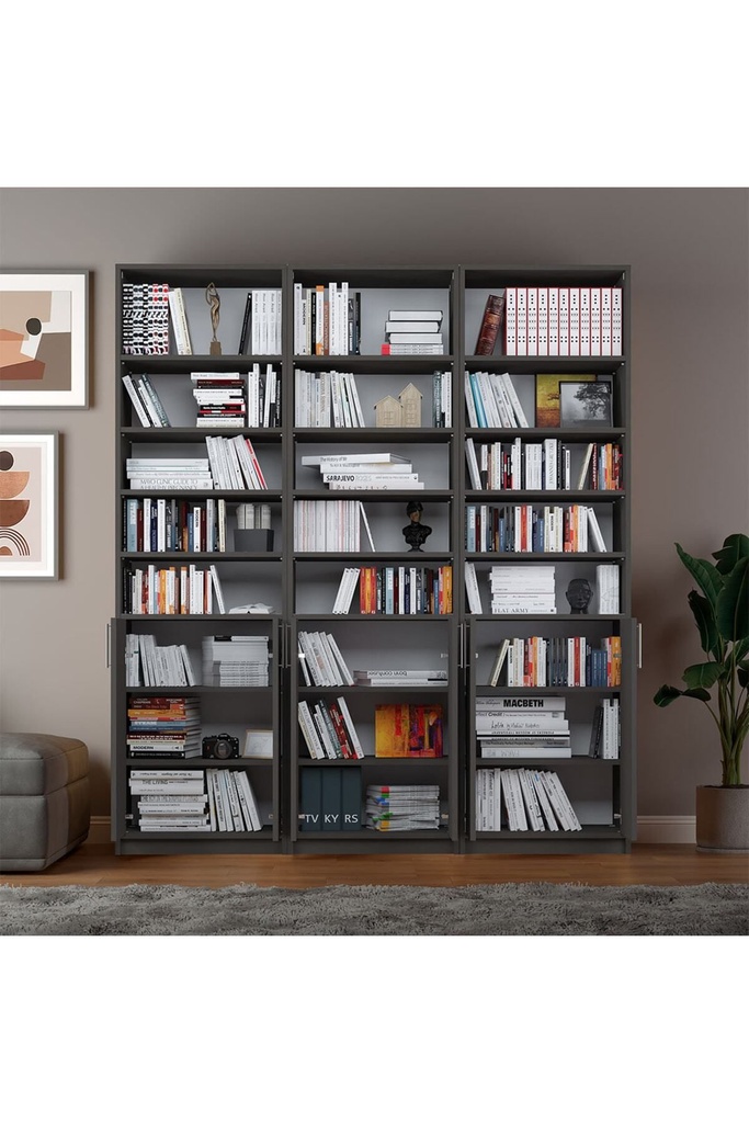 Koyu Gri Kapaklı Kitaplık %100 MDFLAM K-57 - Görsel 2