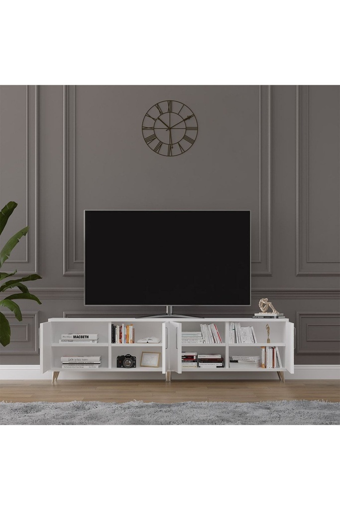Beyaz TV Ünitesi %100 MDFLAM T-01 - Görsel 2