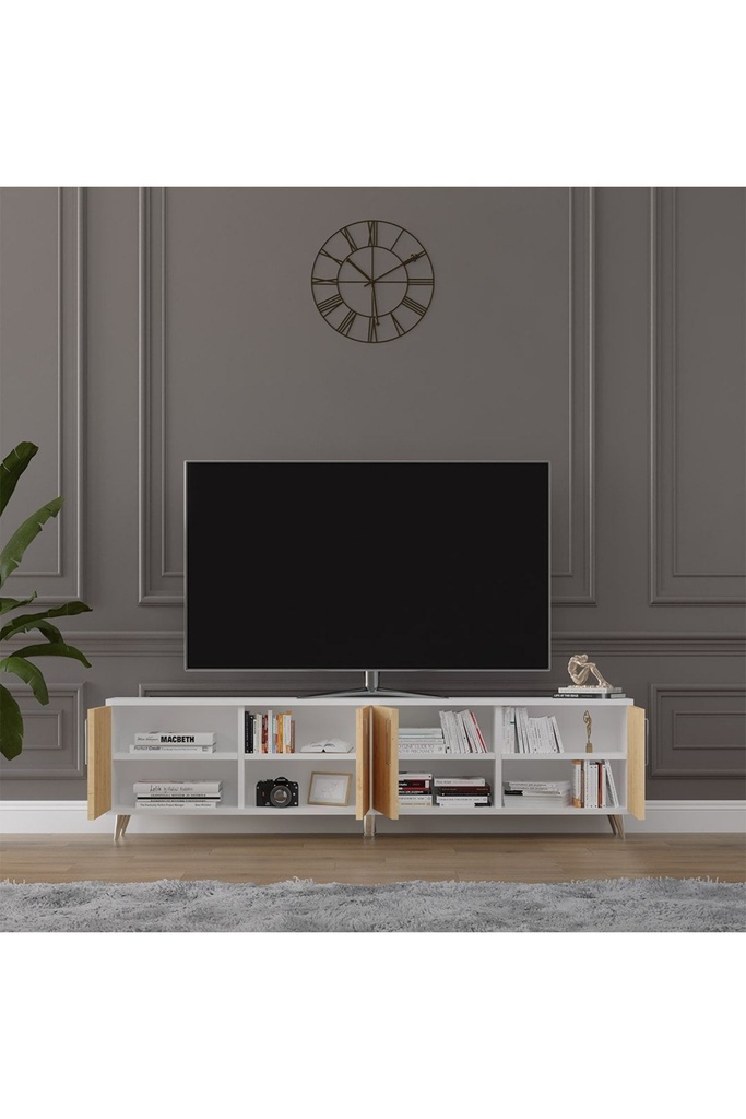Tv Ünitesi Beyaz & Safir Meşe T-02  - Görsel 3