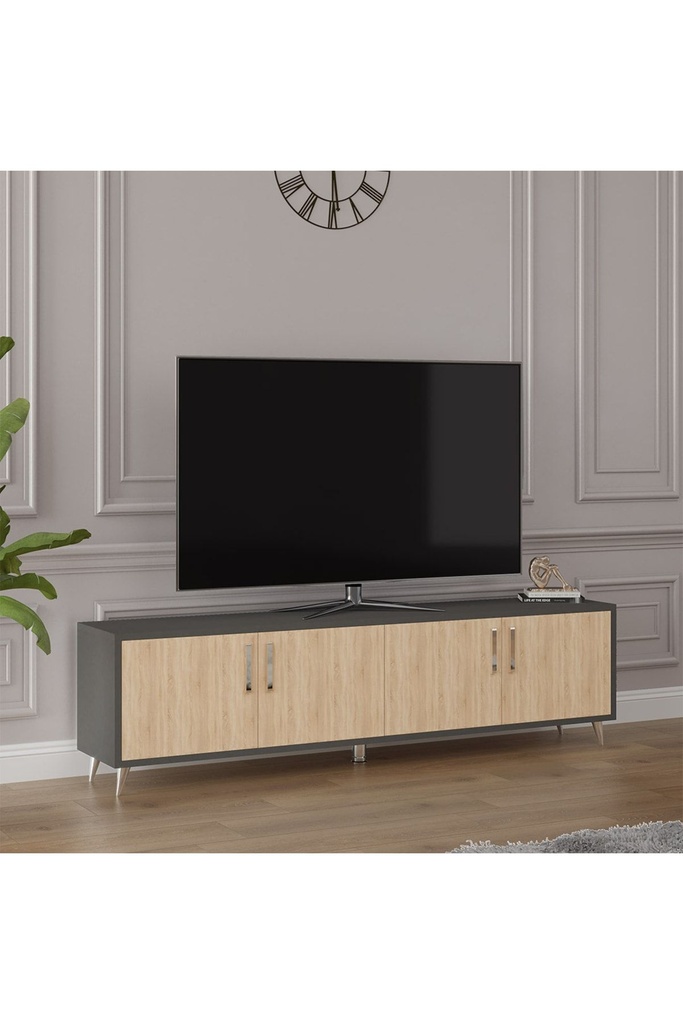 Tv Ünitesi Sonoma & Koyu Gri T-07 - Görsel 2