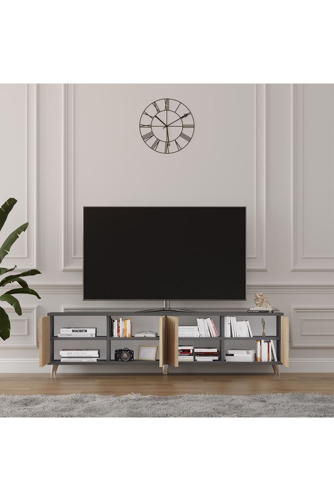 Tv Ünitesi Sonoma & Koyu Gri T-07 - Görsel 3