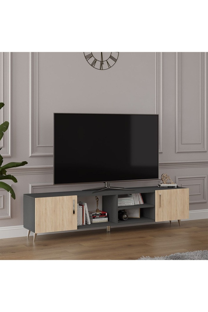 Tv Ünitesi Koyu Gri & Sonoma T-15  - Görsel 3